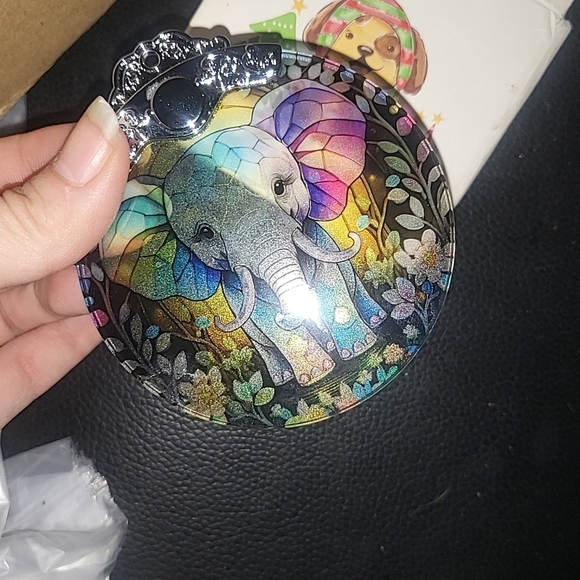 multicolored elephant-themed stained glass suncatcher - Picture 3 of 3